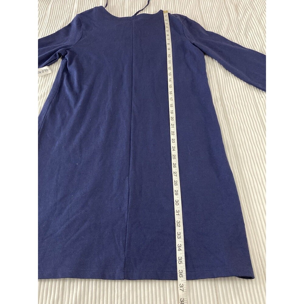 Old Navy Midi Dress Womens M Blue Knit Lace Up Long Sleeve Casual Pullover - Picture 7 of 7